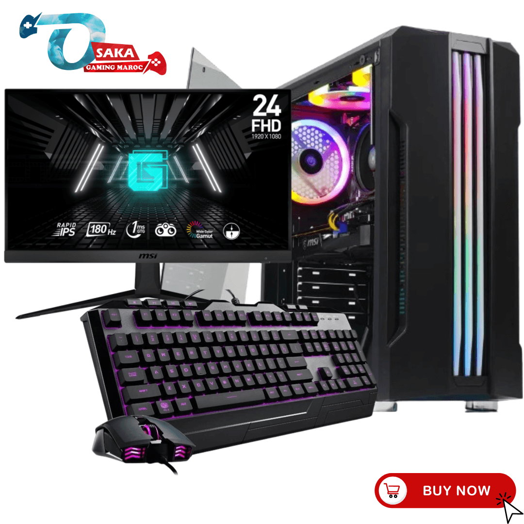 SETUP Gamer THE OPTIX Ryzen 7 5700X RTX4060 + MSI Optix G2412 + Cooler Master Devastator 3 RGB 2in1